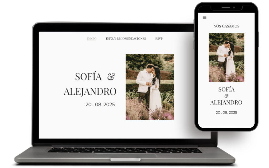 Invitación de boda web minimalista